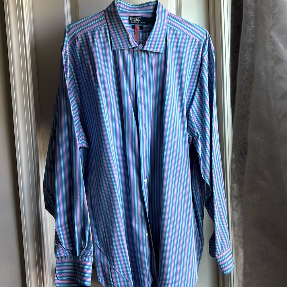 Mens Polo by Ralph Lauren button down long sleeved shirt.